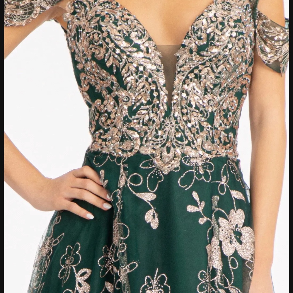 Emerald Floral Gown Large - Picture 4 of 10